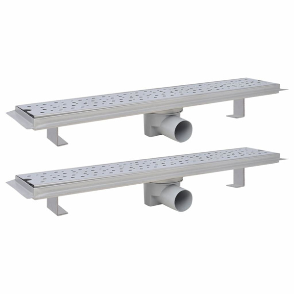 vidaXL Avlång golvbrunn 2 st bubblor rostfritt stål 630x140 mm