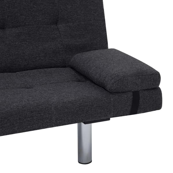 vidaXL Bäddsoffa med två kuddar mörkgrå polyester grå
