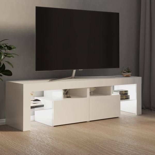 vidaXL Tv-bänk med LED-belysning vit högglans 140x36,5x40 cm Vit