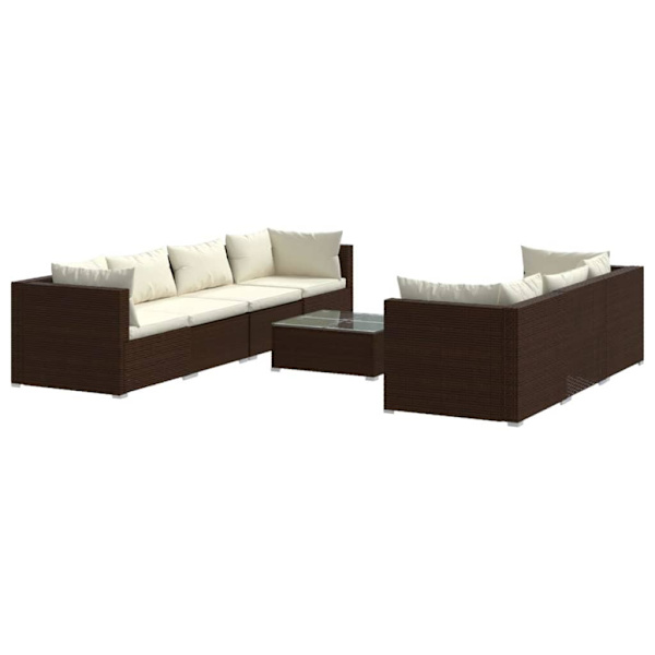 vidaXL Loungegrupp med dynor 8 delar konstrotting brun Brun