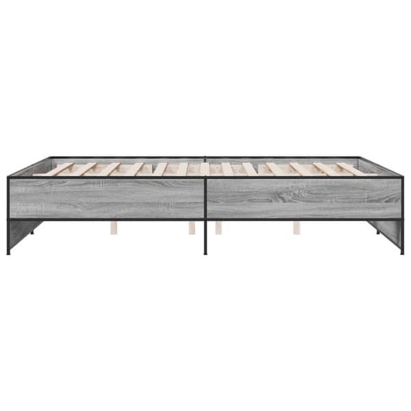vidaXL Sängram grå sonoma 140x200 cm konstruerad trä och metall Grå