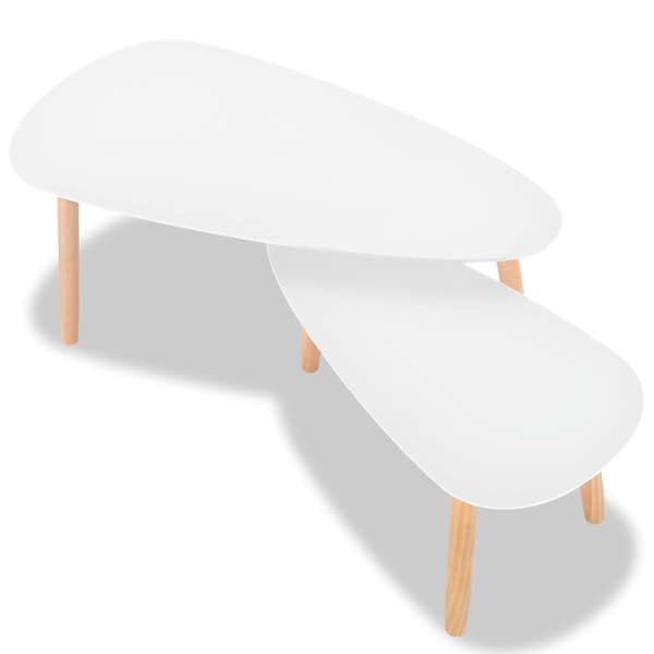 vidaXL Soffbord 2 st massiv furu vit Vit