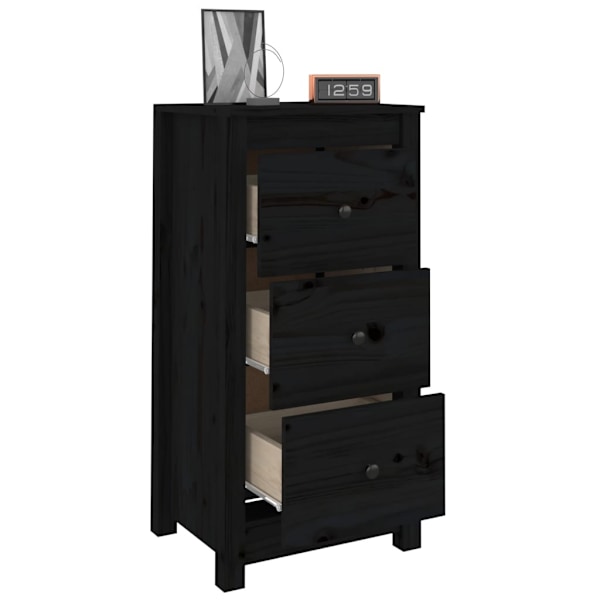 vidaXL Skänk svart 40x35x80 cm massiv furu Svart