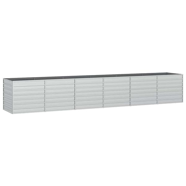 vidaXL Odlingslåda upphöjd galvaniserat stål 480x80x77 cm silver Silver