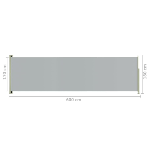 vidaXL Infällbar sidomarkis 180x600 cm grå grå