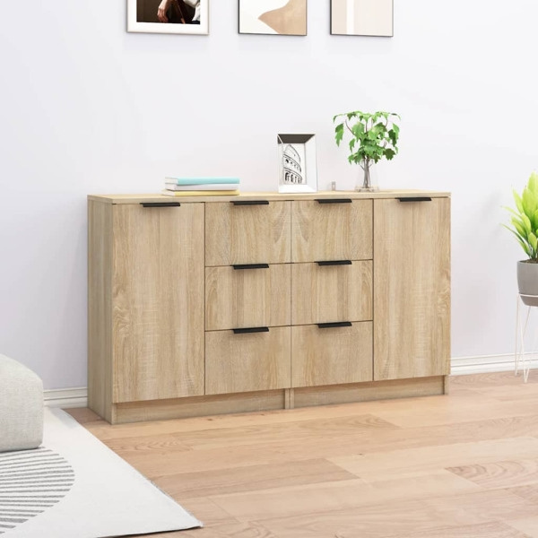 vidaXL Skänkar 2 st sonoma-ek 60x30x70 cm konstruerat trä Brun