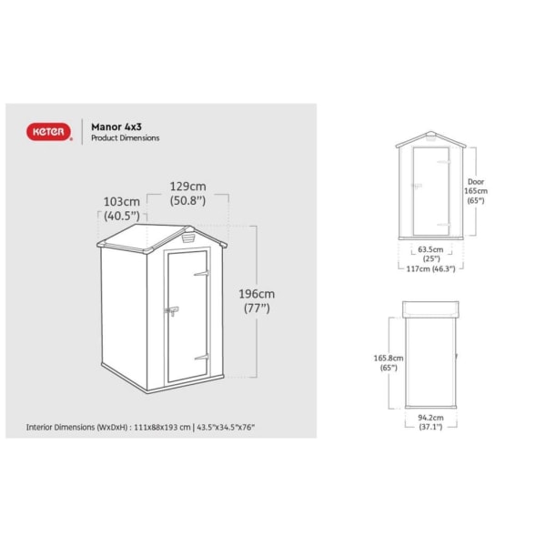 Keter Trädgårdsbod Manor 43 Grå