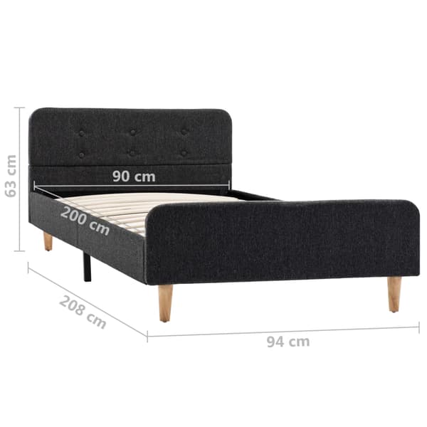 vidaXL Sängram mörkgrå säckväv 90x200 cm grå