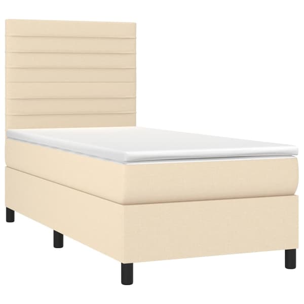 vidaXL Ramsäng med madrass gräddvit 100x200 cm tyg Kräm