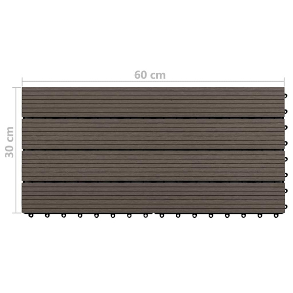 vidaXL Markplattor 6 st WPC 60x30 cm 1,08 m² mörkbrun Brun