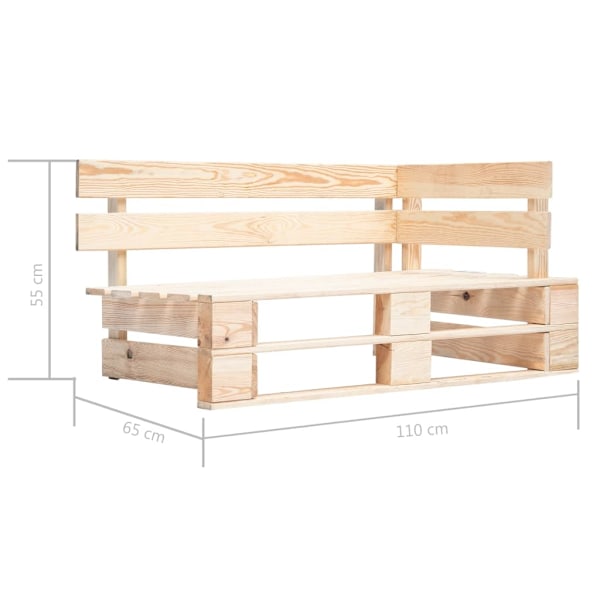 vidaXL Pallsoffa 2-sits med dynor impregnerad furu Brun
