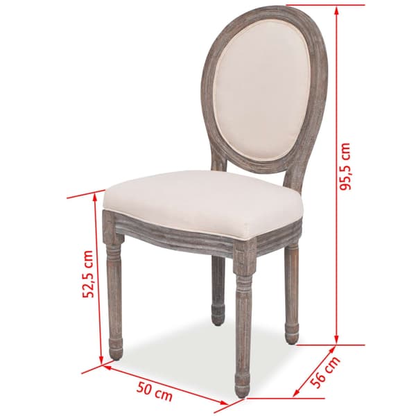 vidaXL Matstolar 2 st linnetyg Creme