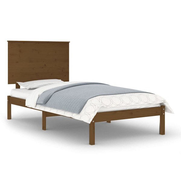 vidaXL Sängram honungsbrun massiv furu 100x200 cm enkelsäng Brun