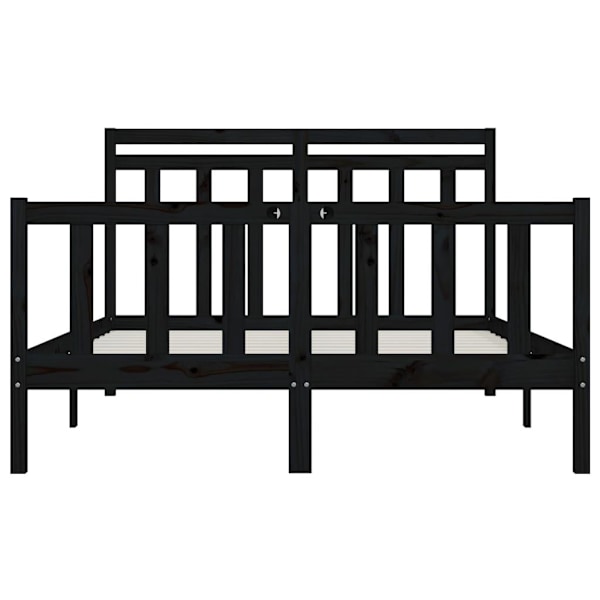 vidaXL Sängram svart massiv furu 120x200 cm Svart