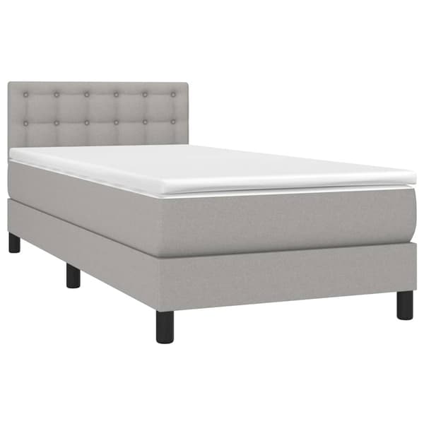 vidaXL Ramsäng med madrass ljusgrå 90x200 cm tyg Grå