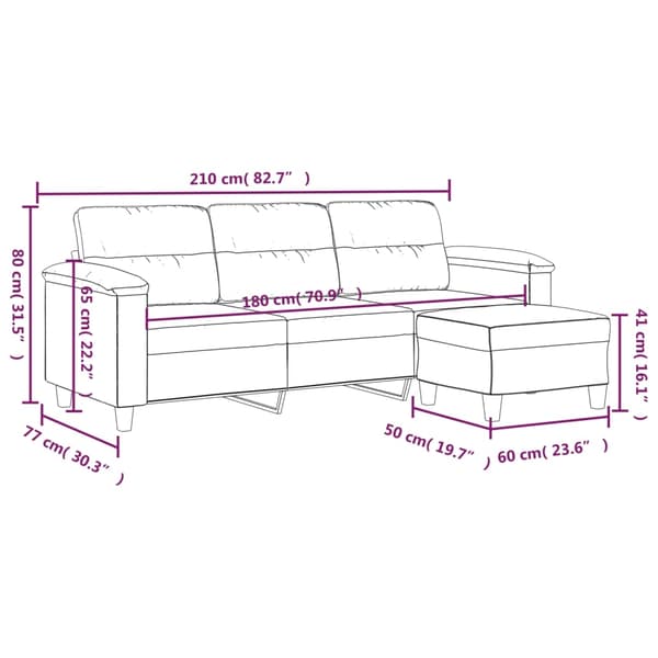 vidaXL 3-sitssoffa beige 180 cm mikrofibertyg Beige