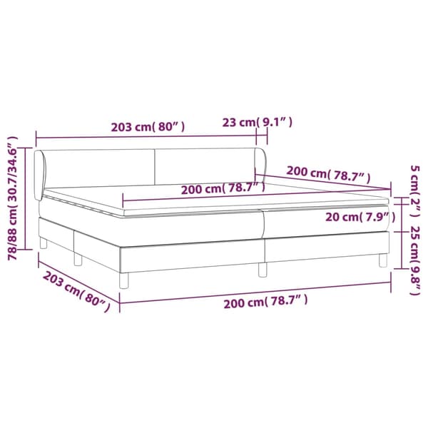 vidaXL Ramsäng med madrass ljusgrå 200x200 cm sammet Grå