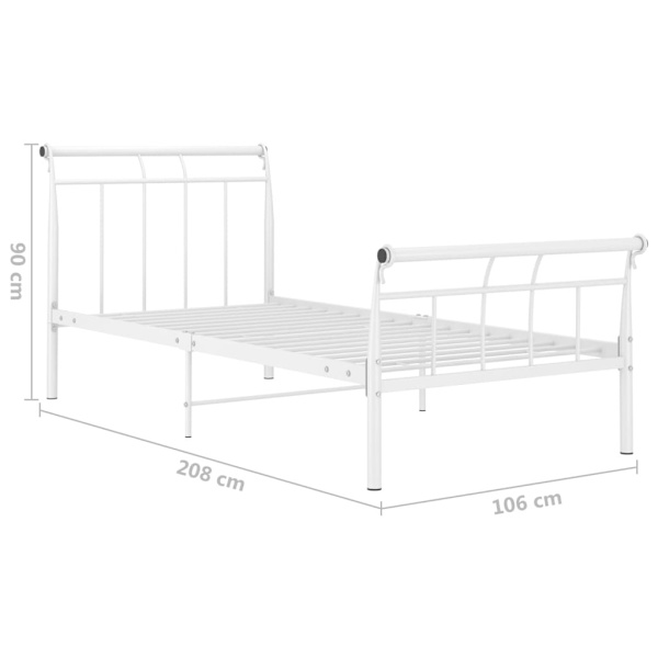 vidaXL Sängram vit metall 100x200 cm Vit