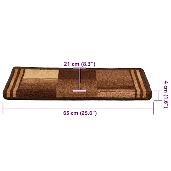 vidaXL Trappstegsmattor självhäftande 5 st 65x21x4 cm brun Brun
