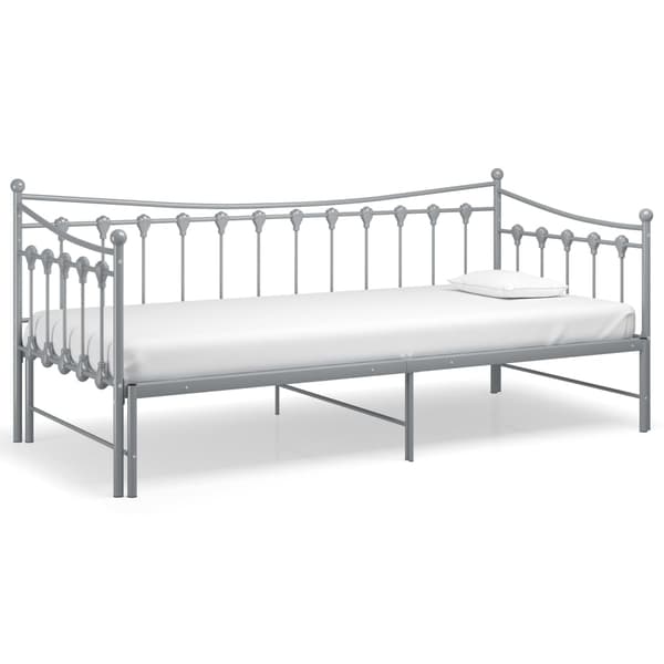 vidaXL Utdragbar sängram bäddsoffa grå metall 90x200 cm grå