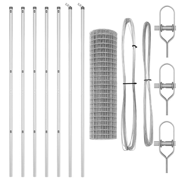 vidaXL Euro Stängsel Markfäste 25 x 1 m Galvaniserat stål Silver Mesh Silver