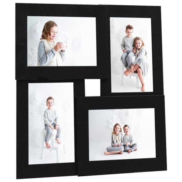 vidaXL Fotoram för 4x(10x15 cm) bilder svart MDF Svart