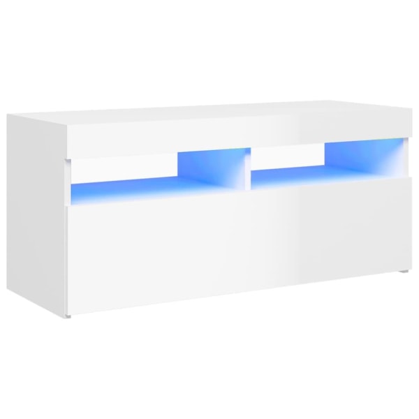 vidaXL TV-bänk med LED-belysning vit högglans 90x35x40 cm Vit