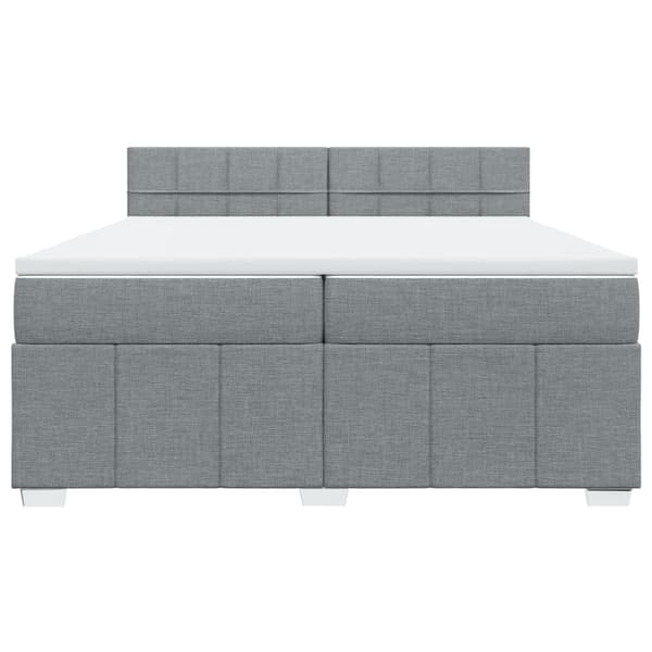 vidaXL Ramsäng med madrass ljusgrå 200x200 cm tyg Grå
