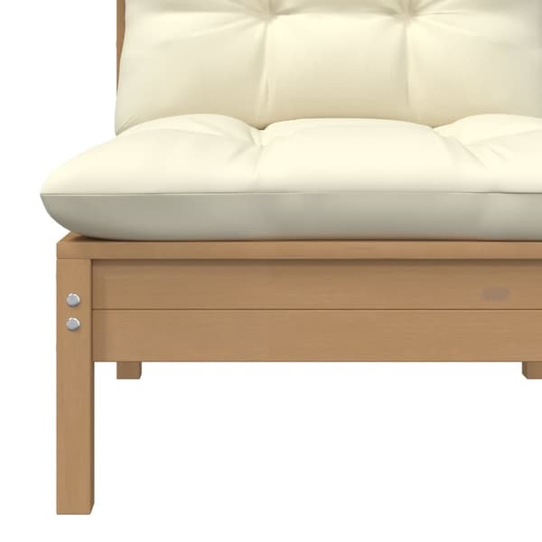 vidaXL 806637  Garden Middle Sofa med kuddar Honey Brown Solid Pinewood Brun