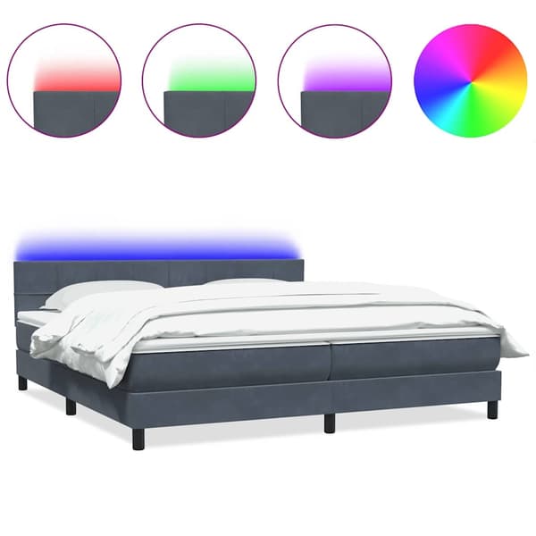 vidaXL Ramsäng med madrass mörkgrå 180x210 cm sammet Grå