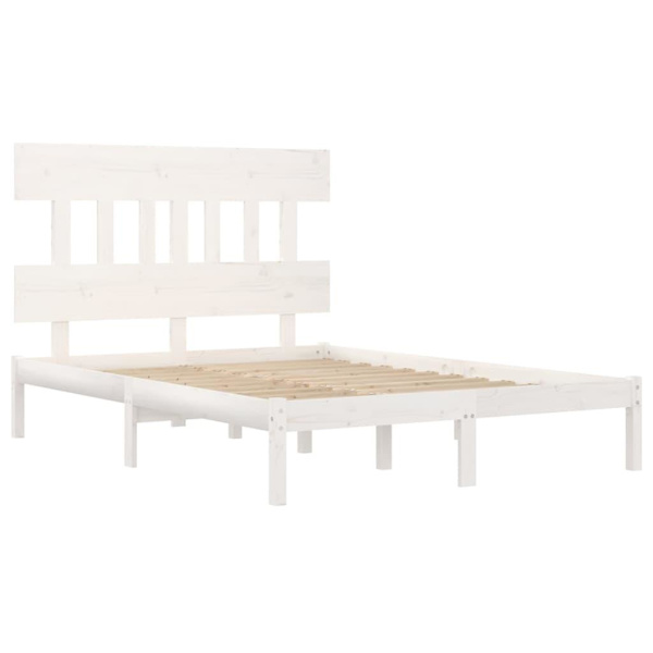 vidaXL Sängram vit massivt trä 200x200 cm Vit