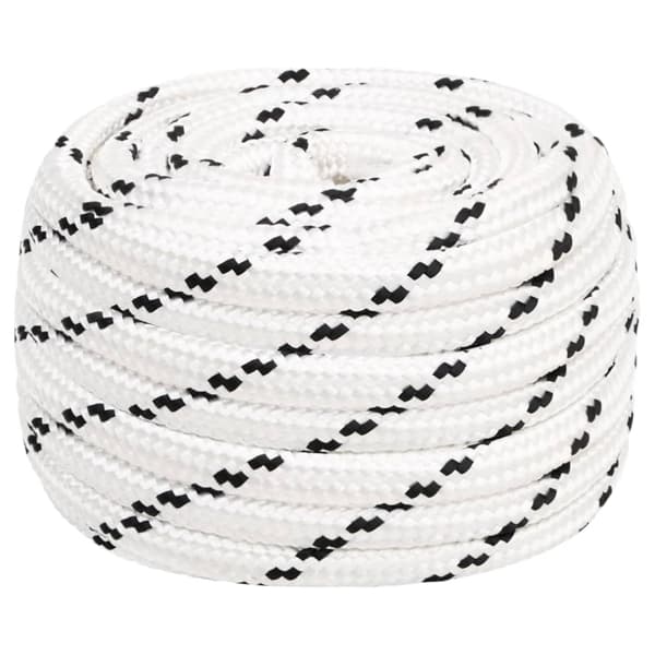 vidaXL Båtlina flätad vit 20 mm x 50 m polyester Vit