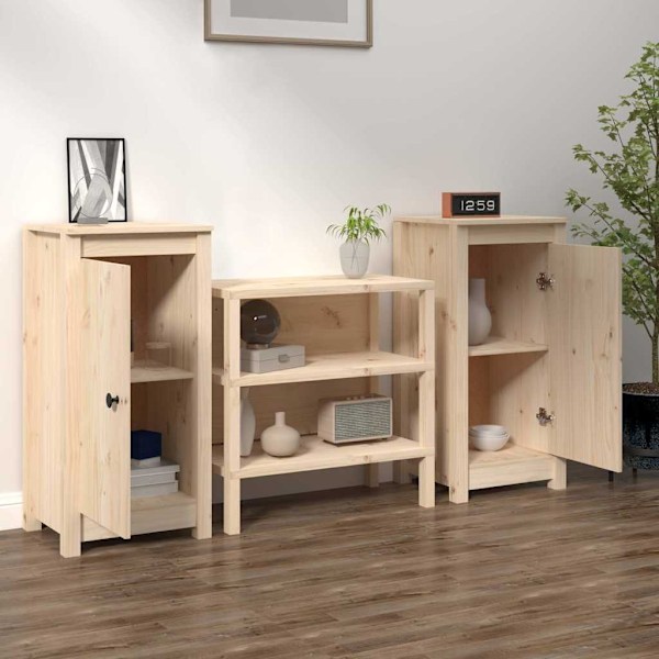 vidaXL Skänkar 2 st 39x35x80 cm massiv furu Brun
