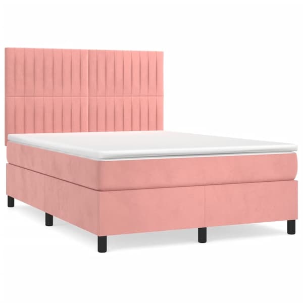 vidaXL Ramsäng med madrass rosa 140x200 cm sammet Rosa