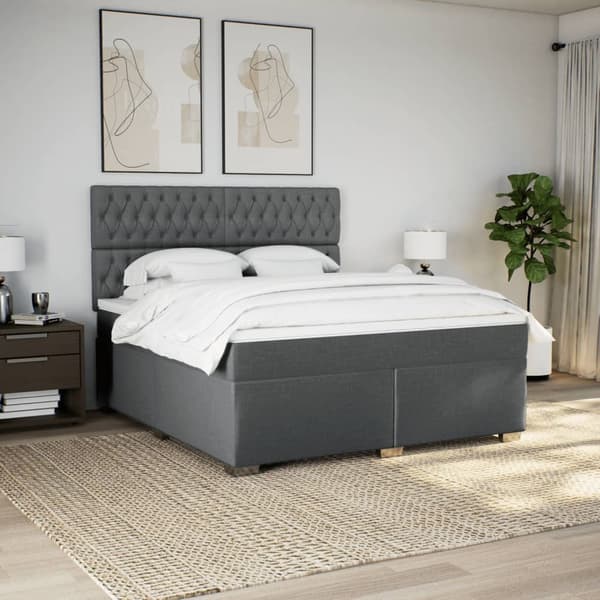 vidaXL Ramsäng med madrass mörkgrå 180x200 cm tyg Grå