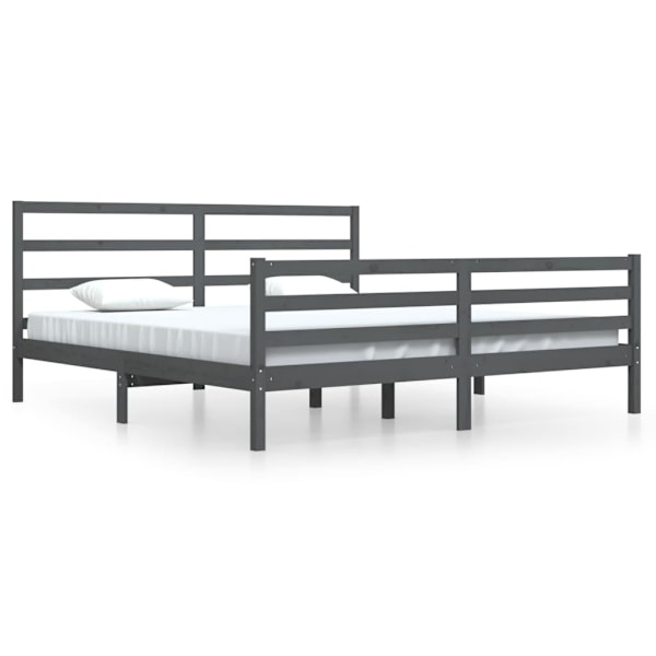 vidaXL Sängram grå massiv furu 200x200 cm Grå