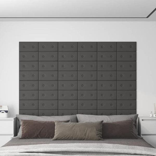 vidaXL Väggpaneler 12 st grå 30x15 cm konstläder 0,54 m² Grå