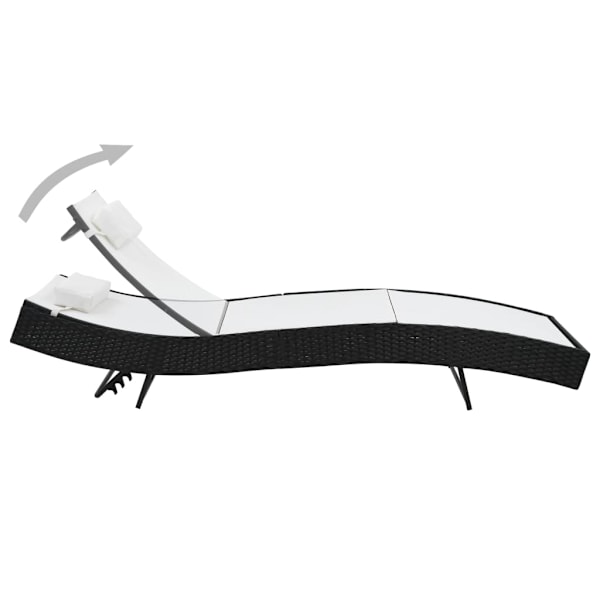 vidaXL Solsängar 2 st med bord konstrotting och textilene svart multifärg