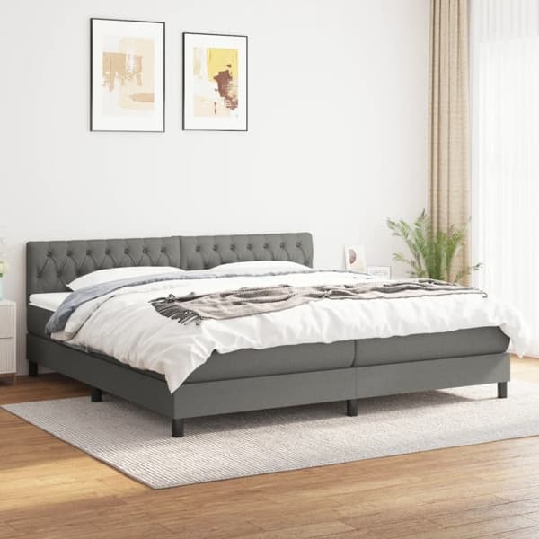 vidaXL Ramsäng med madrass mörkgrå 200x200 cm tyg Grå
