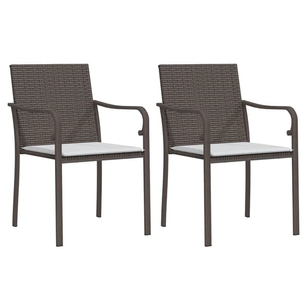 vidaXL Trädgårdsstolar 2 st med dynor brun 56x59x84 cm konstrotting Brun