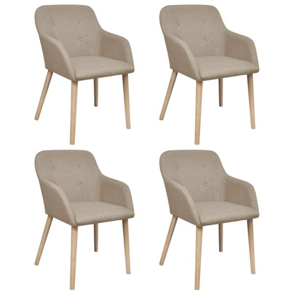 vidaXL Matsalsstol med armstöd beige 4-pack Beige
