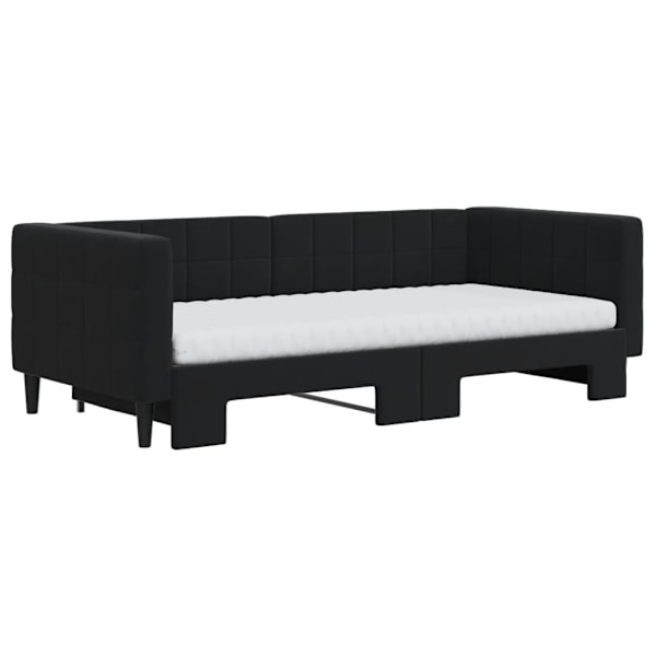 vidaXL Dagbädd utdragbar med madrasser svart 90x190 cm sammet Svart
