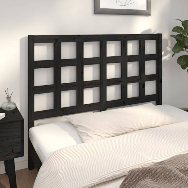 vidaXL Sänggavel svart 125,5x4x100 cm massiv furu Svart