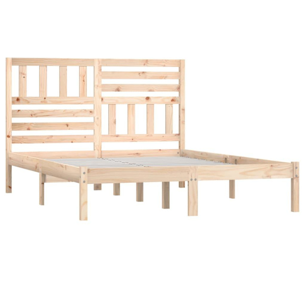 vidaXL Sängram massiv furu 160x200 cm Brun