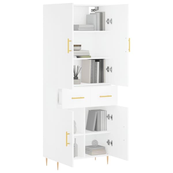 vidaXL Högskåp vit 69,5x34x180 cm konstruerat trä Vit