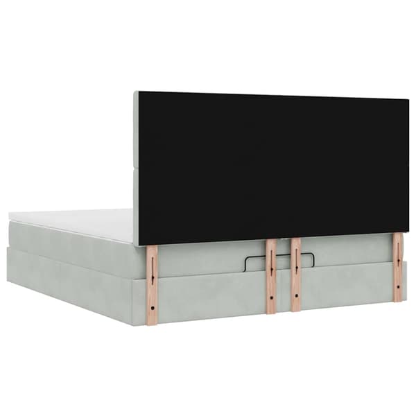vidaXL Ottoman sängram med madrasser ljusgrå 160x200 cm sammet Grå