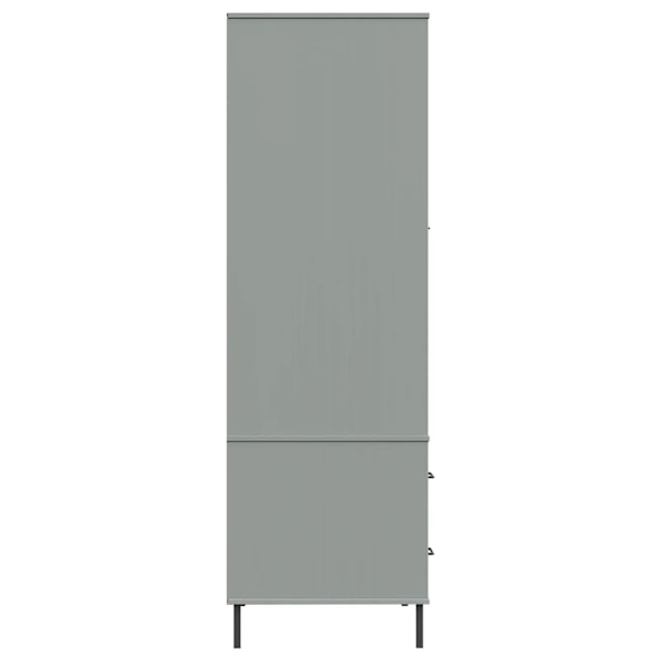 vidaXL Klädskåp med metallben OSLO grå 90x55x172,5 cm massivt trä Grå