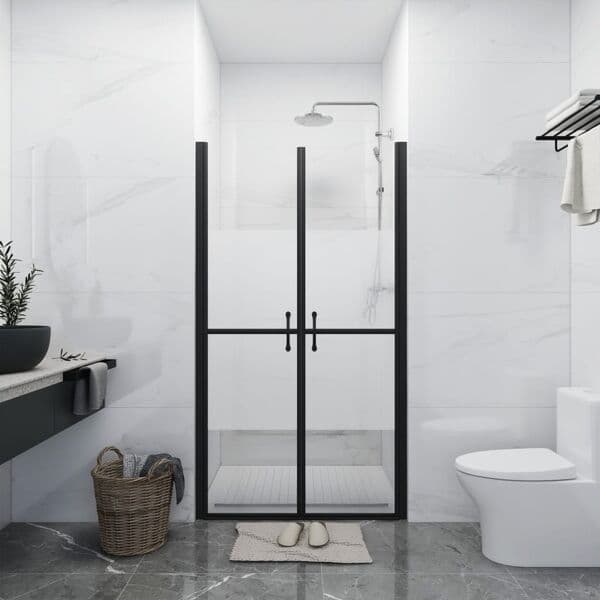 vidaXL Duschdörr halvfrostad ESG (83-86)x190 cm Silver
