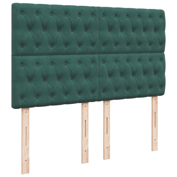 vidaXL Ramsäng med madrass mörkgrön 140x200 cm sammet Grön