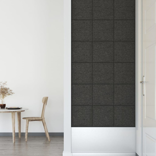 vidaXL Väggpaneler 12 st mörkgrå 30x30 cm tyg 1,08 m² Grå